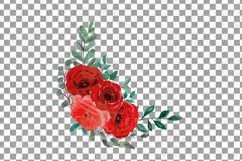 Red rose floral tribal bull skull with bouquets clip art Product Image 12