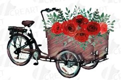 Red roses floral cargo bikes flower shop, wedding decoration Product Image 6