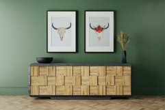 Red rose floral tribal bull skull with bouquets clip art Product Image 3