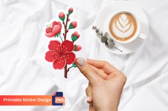 Red Sakura Sticker, Spring Blossom Sticker, Floral Sticker Product Image 1