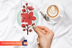 Red Sakura Sticker, Spring Blossom Sticker, Floral Sticker Product Image 1