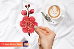 Red Sakura Sticker, Spring Blossom Sticker, Floral Sticker Product Image 1
