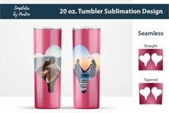 Pink Seamless 2 Hearts Photo Tumbler Wrap for Sublimation