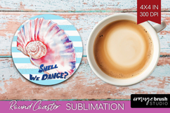 Red Seashell Nautical Round Coaster Sea Quotes Coaster PNG Product Image 1