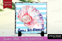 Red Seashell Nautical Slate PNG Sea Quotes Square Slate Product Image 1