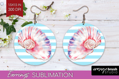 Red Seashell Nautical Round Earrings Sea Quotes PNG Product Image 1