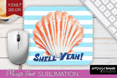 Red Seashell Nautical Mouse Pad Sublimation Sea Quotes PNG Product Image 1