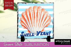 Red Seashell Nautical Slate PNG Sea Quotes Square Slate Product Image 1