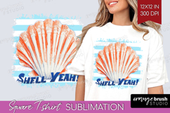 Red Seashell Nautical Square Tshirt Background Sea Quotes Product Image 1
