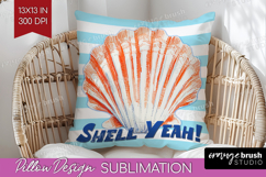 Red Seashell Nautical Pillow Sublimation Sea Quotes Pillow Product Image 1