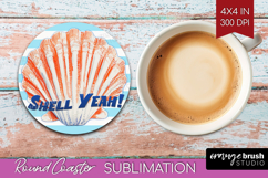 Red Seashell Nautical Round Coaster Sea Quotes Coaster PNG Product Image 1