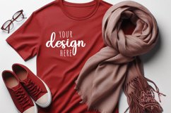 Red T-Shirt Mockup | Fall T-Shirt Mockup Product Image 1