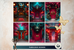Red Chinese Backdrops for Scrapbooking and TTRPG Product Image 3