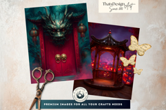 Red Chinese Backdrops for Scrapbooking and TTRPG Product Image 5