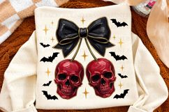 Red Skull Cherries Png, Gothic Cherry Bow Halloween Coquette Product Image 2