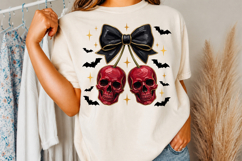 Red Skull Cherries Png, Gothic Cherry Bow Halloween Coquette Product Image 3