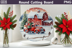 Vintage Red Truck Kitchen | Christmas Round Cutting Board Product Image 1