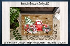 Merry Christmas Red Vintage Truck Doormat Design Product Image 3