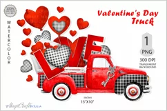 Valentines truck| Red truck with heart| red love Valentines Product Image 1