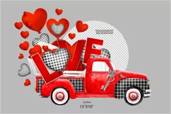 Valentines truck| Red truck with heart| red love Valentines Product Image 2