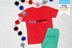 Red T-shirt mockup Christmas | Christmas kids shirt mockup Product Image 1