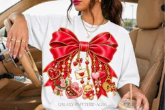 Red Valentine Bow PNG with Hearts and Teddy Bear Charms Product Image 1