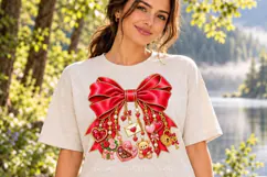 Red Valentine Bow PNG with Hearts and Teddy Bear Charms Product Image 3