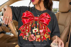 Red Valentine Bow PNG with Hearts and Teddy Bear Charms Product Image 2