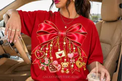 Red Valentine Bow PNG with Hearts and Teddy Bear Charms Product Image 4