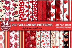 Red Valentines Day Patterns Bundle PNG Product Image 1