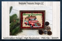 Merry Christmas Red Vintage Truck Farmhouse PNG Design Product Image 3