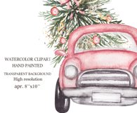 Watercolor Christmas Car Illustration Product Image 2