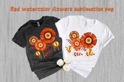 Red watercolor flowers sublimation