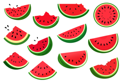 Red Watermelon Slice Clipart Vector Bundle Product Image 1