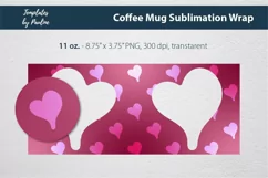 red wedding heart sublimation photo mug wrap for 11 oz Cricut coffee mug