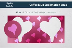 red wedding heart sublimation photo mug wrap for 15 oz Cricut coffee mug