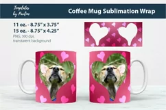 red wedding heart sublimation photo mug wrap for Cricut coffee mug