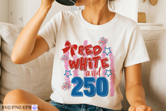 Red White and 250 4th of July Hand-drawn SVG T-shirt Design Product Image 2