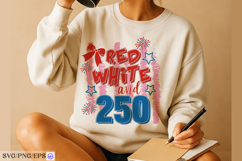 Red White and 250 4th of July Hand-drawn SVG T-shirt Design Product Image 3
