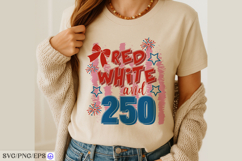 Red White and 250 4th of July Hand-drawn SVG T-shirt Design Product Image 4