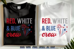 Red, White & Blue Crew SVG, 4th of July Patriotic Shirt Png Product Image 1
