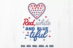 Red White and Blue-tiful SVG, 4th of July Heart Design Png Product Image 1