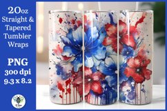 Patriotic watercolor flowers being shown on a 20oz tumbler