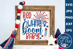4th of July Svg America Farmhouse Sign, Red White And Boom Product Image 1