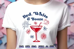 Red, White & Booze SVG, 4th of July Drinking Shirt Design Product Image 1