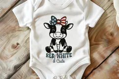 Red White and Cute SVG PNG Patriotic Cow Kids 4th of July Product Image 2