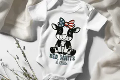 Red White and Cute SVG PNG Patriotic Cow Kids 4th of July Product Image 3