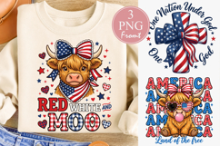 Red White and Moo PNG, 4th of July Sublimation Design Product Image 1
