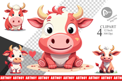 Red White Moo Clipart Product Image 1