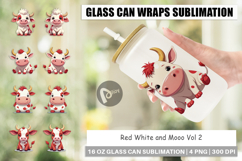Glass Can Red White Moo Product Image 1